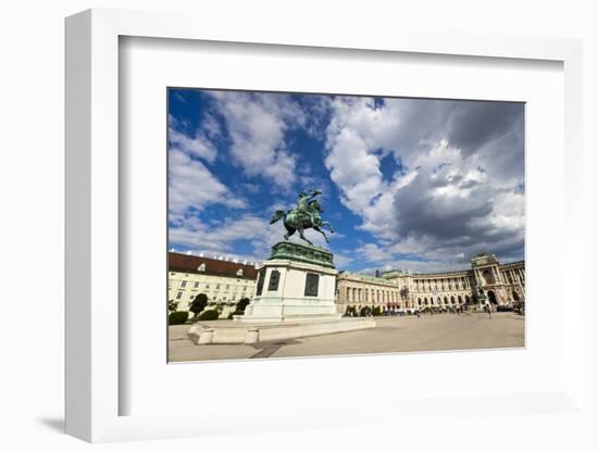 Heldenplatz, Hofburg, Neue Burg section, equestrian statue of Archduke Charles of Austria, Duke of-John Guidi-Framed Photographic Print