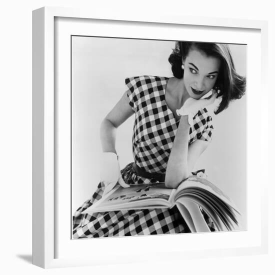 Helen Bunney in a Dress by Blanes, 1957-John French-Framed Giclee Print