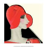 Art Deco Woman with Red Hat and Furs-Helen Dryden-Art Print