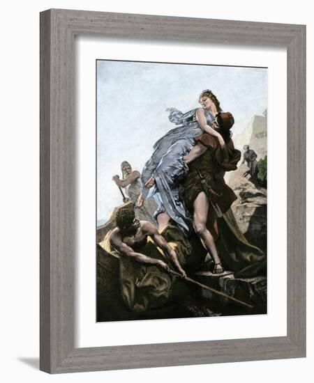 Helen of Troy Abducted by Paris, Starting the Trojan War-null-Framed Giclee Print