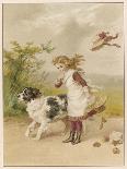 Girl and Dog in Wind-Helena J Maguire-Framed Art Print