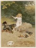 Girl and Dog, Windy Day-Helena J Maguire-Framed Art Print