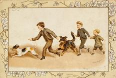 Boys and Rabbits 1889-Helena J Maguire-Framed Art Print