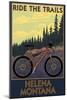 Helena, Montana - Mountain Bike Scene - Ride the Trails-Lantern Press-Mounted Art Print