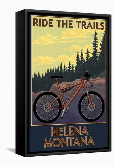 Helena, Montana - Mountain Bike Scene - Ride the Trails-Lantern Press-Framed Stretched Canvas