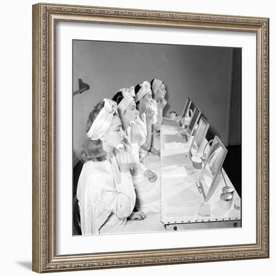 Helena Rubinstein Beauty School Training. Women Learning About Facials. 1940S-Nina Leen-Framed Photographic Print