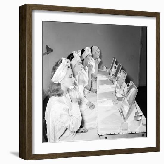 Helena Rubinstein Beauty School Training. Women Learning About Facials. 1940S-Nina Leen-Framed Photographic Print