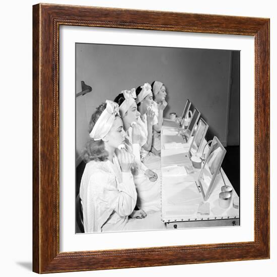 Helena Rubinstein Beauty School Training. Women Learning About Facials. 1940S-Nina Leen-Framed Photographic Print