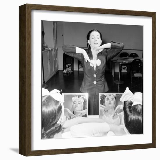 Helena Rubinstein Beauty School Training. Women Learning Beauty Techniques. 1940S-Nina Leen-Framed Photographic Print