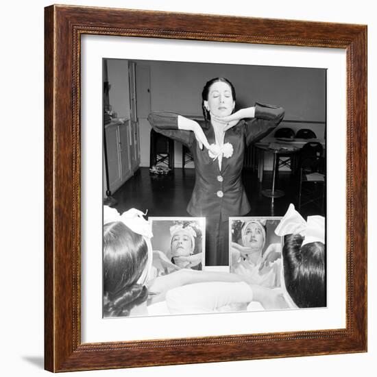 Helena Rubinstein Beauty School Training. Women Learning Beauty Techniques. 1940S-Nina Leen-Framed Photographic Print