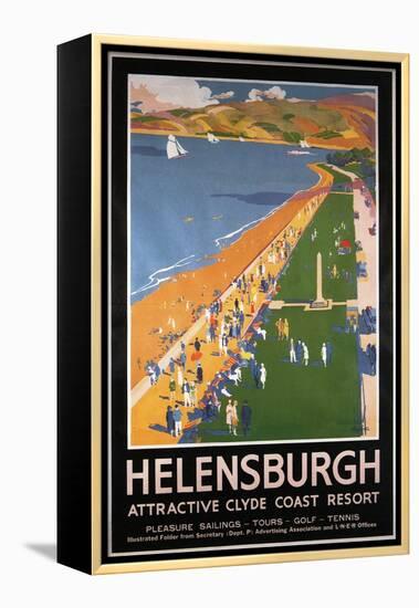 Helenburgh, Scotland - Crowds along Clyde Coast Beach Railways Poster-Lantern Press-Framed Stretched Canvas