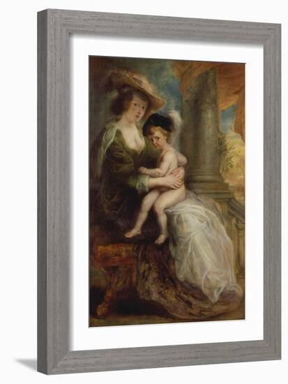 Helene Fourment with Her Son Frans, about 1635-Peter Paul Rubens-Framed Giclee Print