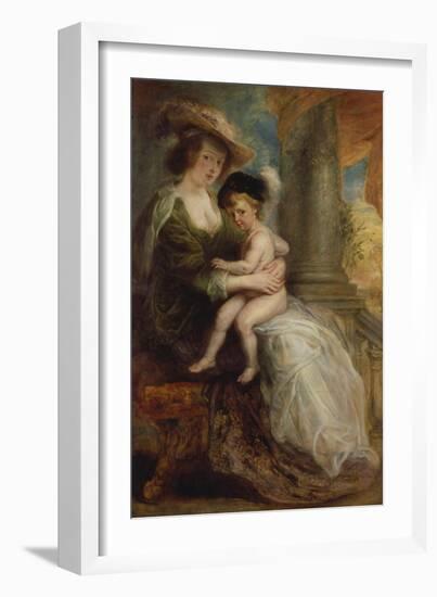 Helene Fourment with Her Son Frans, about 1635-Peter Paul Rubens-Framed Giclee Print