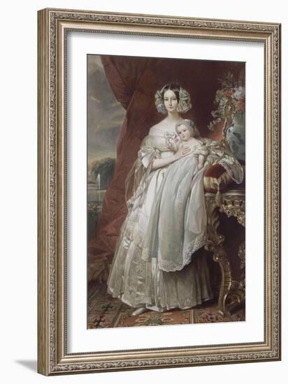 Hélène-Louise-Elisabeth de Mecklembourg-Schwerin, duchesse d'Orléans (1814-1858) avec le prince-Franz Xaver Winterhalter-Framed Giclee Print