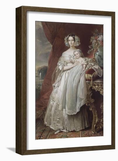 Hélène-Louise-Elisabeth de Mecklembourg-Schwerin, duchesse d'Orléans (1814-1858) avec le prince-Franz Xaver Winterhalter-Framed Giclee Print