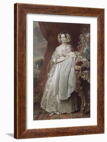 Hélène-Louise-Elisabeth de Mecklembourg-Schwerin, duchesse d'Orléans (1814-1858) avec le prince-Franz Xaver Winterhalter-Framed Giclee Print