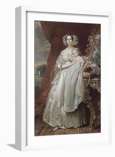 Hélène-Louise-Elisabeth de Mecklembourg-Schwerin, duchesse d'Orléans (1814-1858) avec le prince-Franz Xaver Winterhalter-Framed Giclee Print