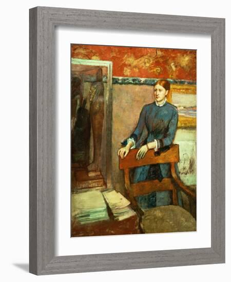 Helene Rouart in Her Father's Study, 1886-Edgar Degas-Framed Giclee Print