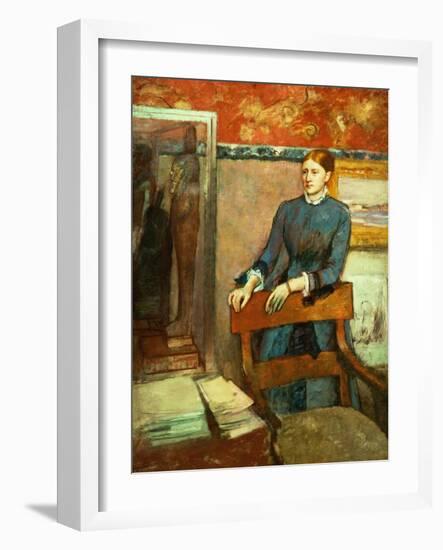 Helene Rouart in Her Father's Study, 1886-Edgar Degas-Framed Giclee Print