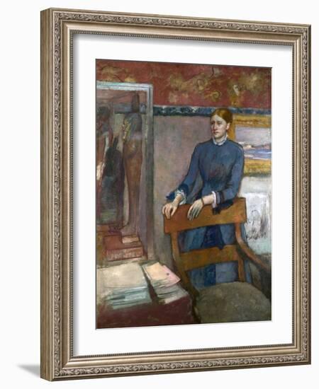 Hélène Rouart in Her Father's Study, C. 1886-Edgar Degas-Framed Giclee Print