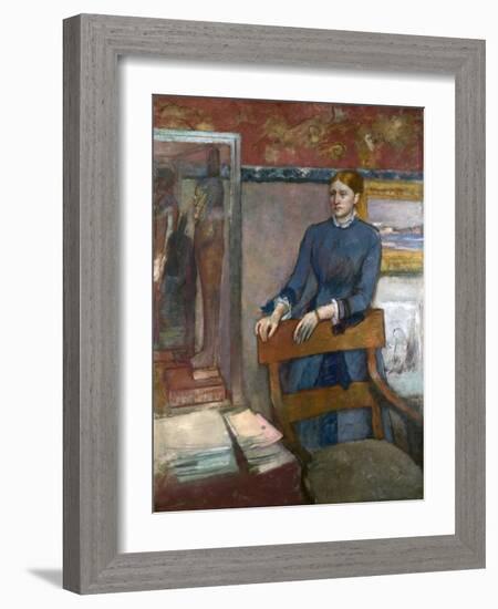 Hélène Rouart in Her Father's Study, C. 1886-Edgar Degas-Framed Giclee Print