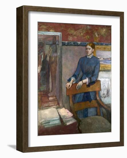 Hélène Rouart in Her Father's Study, C. 1886-Edgar Degas-Framed Giclee Print