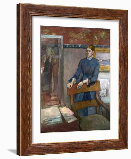 Hélène Rouart in Her Father's Study, C. 1886-Edgar Degas-Framed Giclee Print