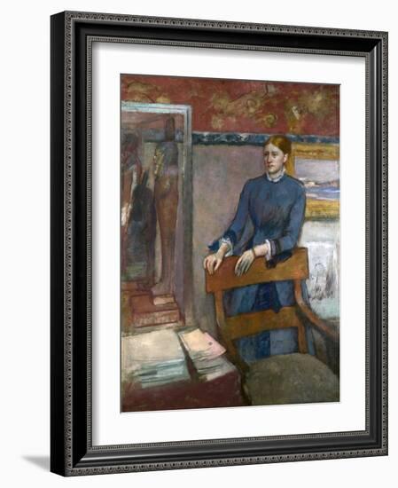 Hélène Rouart in Her Father's Study, C. 1886-Edgar Degas-Framed Giclee Print