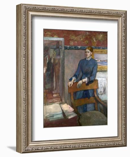 Hélène Rouart in Her Father's Study, C. 1886-Edgar Degas-Framed Giclee Print