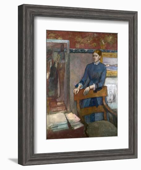 Hélène Rouart in Her Father's Study, C. 1886-Edgar Degas-Framed Giclee Print