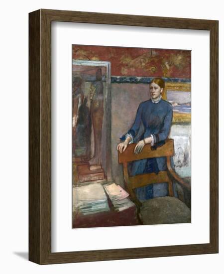 Hélène Rouart in Her Father's Study, C. 1886-Edgar Degas-Framed Giclee Print