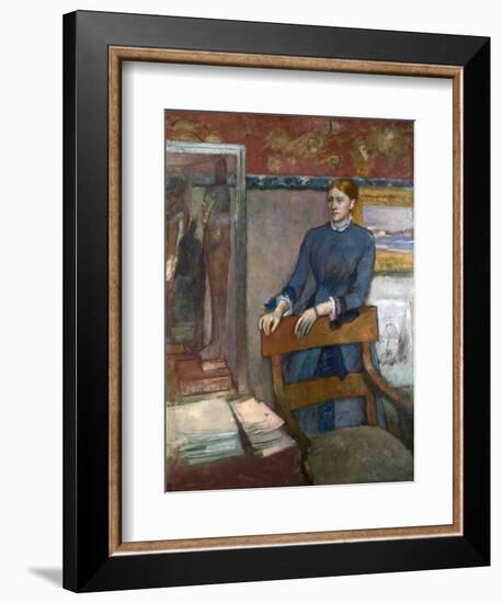 Hélène Rouart in Her Father's Study, C. 1886-Edgar Degas-Framed Giclee Print