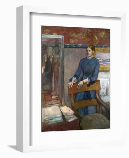 Hélène Rouart in Her Father's Study, C. 1886-Edgar Degas-Framed Giclee Print