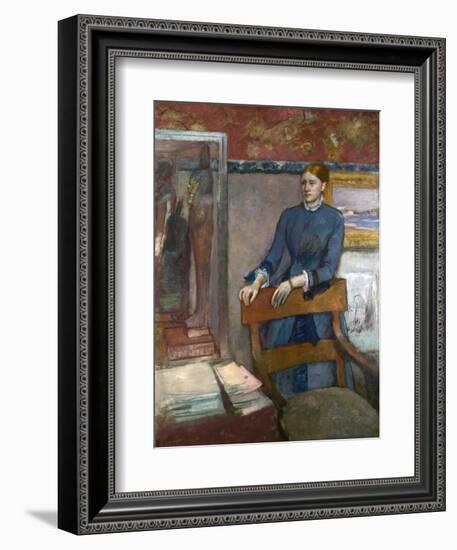 Hélène Rouart in Her Father's Study, C. 1886-Edgar Degas-Framed Giclee Print