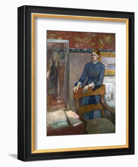 Hélène Rouart in Her Father's Study, C. 1886-Edgar Degas-Framed Giclee Print