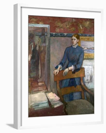 Hélène Rouart in Her Father's Study, C. 1886-Edgar Degas-Framed Giclee Print