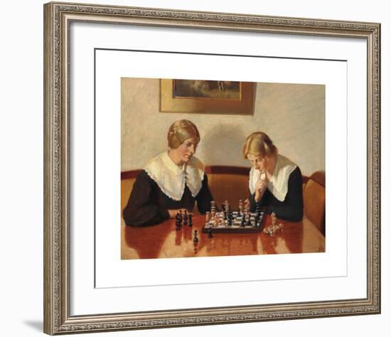 Helga Ancher and Engel Saxild playing chess-Michael Ancher-Framed Premium Giclee Print