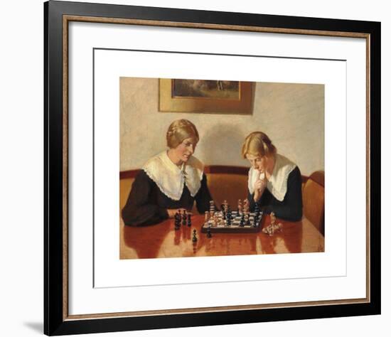 Helga Ancher and Engel Saxild playing chess-Michael Ancher-Framed Premium Giclee Print