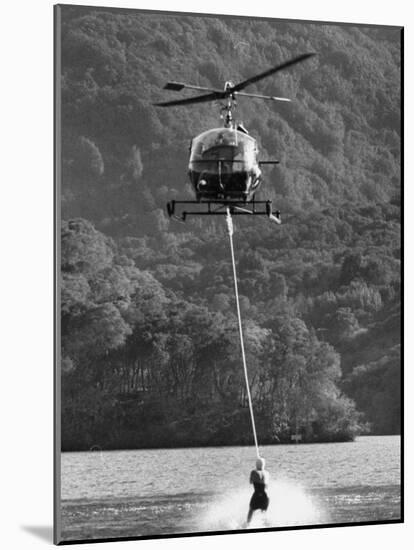 Helicopter Being Used for Ski-Towing-null-Mounted Photographic Print