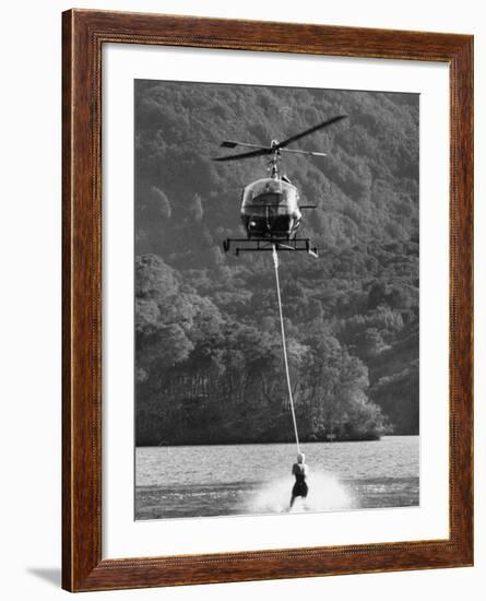 Helicopter Being Used for Ski-Towing-null-Framed Photographic Print