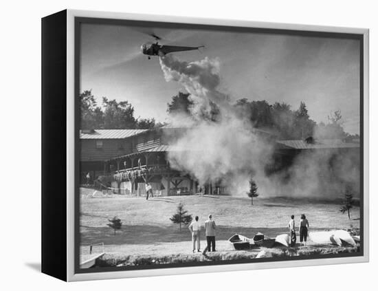 Helicopter Bugproofing Lawns and Forests-null-Framed Premier Image Canvas