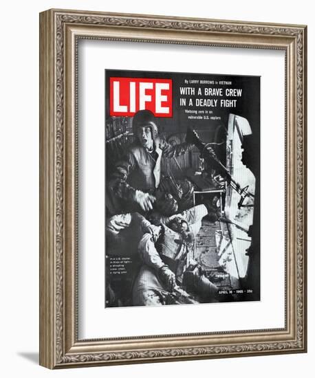 Helicopter Crew Chief James Farley Shouts to Crew as Pilot Lt Magel Dies Beside Him, April 16, 1965-Larry Burrows-Framed Photographic Print