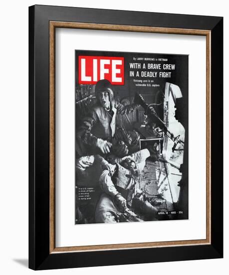 Helicopter Crew Chief James Farley Shouts to Crew as Pilot Lt Magel Dies Beside Him, April 16, 1965-Larry Burrows-Framed Photographic Print
