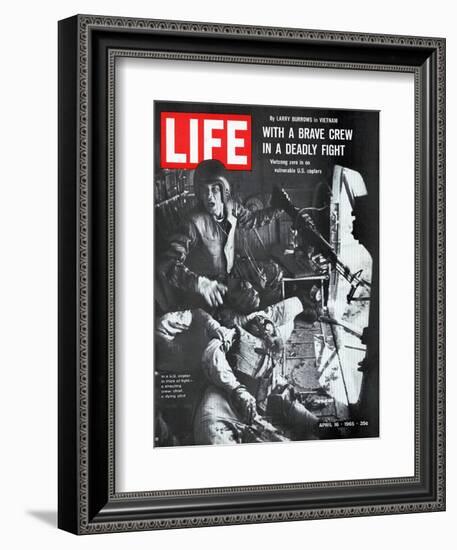 Helicopter Crew Chief James Farley Shouts to Crew as Pilot Lt Magel Dies Beside Him, April 16, 1965-Larry Burrows-Framed Photographic Print