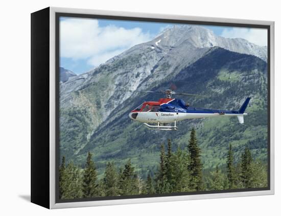 Helicopter in the Rocky Mountains, British Columbia, Canada, North America-Robert Harding-Framed Premier Image Canvas