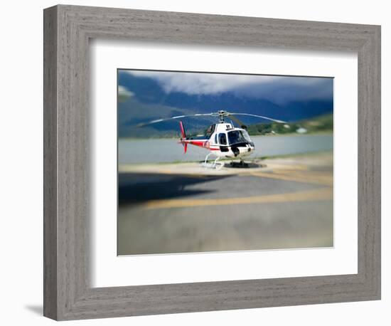 Helicopter Lifting Off, Juneau, Alaska, USA-Terry Eggers-Framed Photographic Print