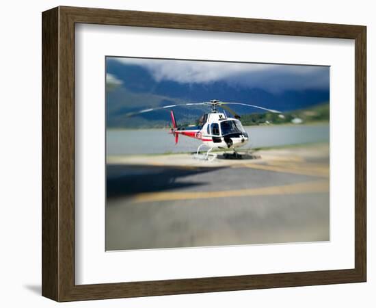 Helicopter Lifting Off, Juneau, Alaska, USA-Terry Eggers-Framed Photographic Print