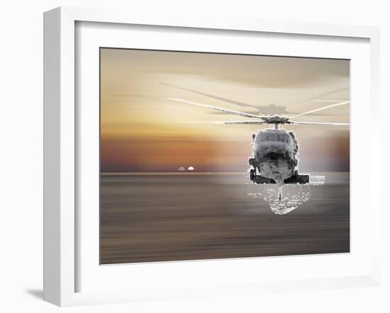 Helicopter over Water-Whoartnow-Framed Giclee Print