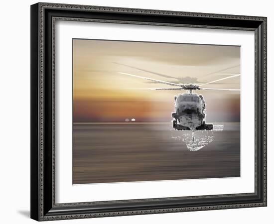 Helicopter over Water-Whoartnow-Framed Giclee Print