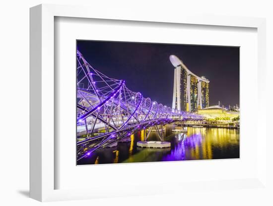 Helix Bridge leading to the Marina Bay Sands, Marina Bay, Singapore, Southeast Asia, Asia-Fraser Hall-Framed Photographic Print